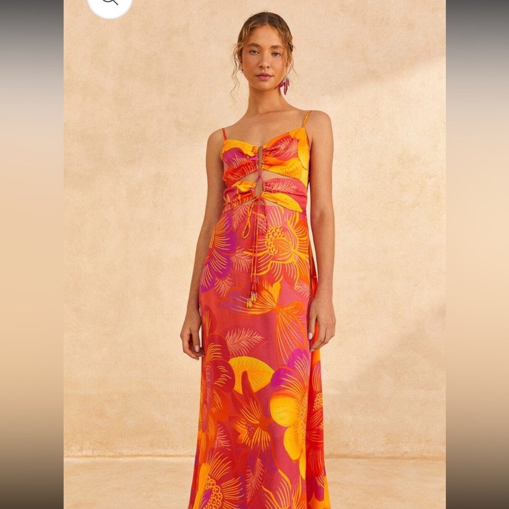 Farm Rio SUMMER GARDEN OMBRE LENZING ECOVERO MIDI DRESS